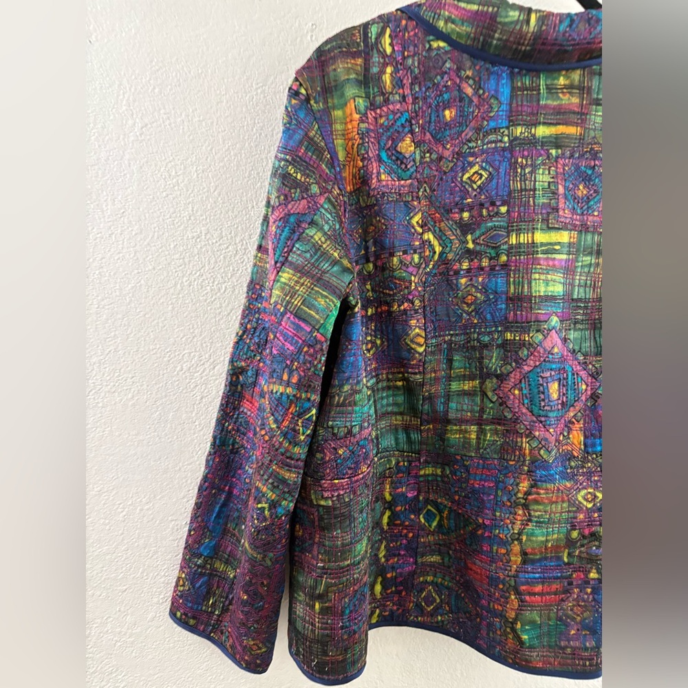Chico's reversible quilted jacket multicolor geometric print reversible 3/XL - Picture 5 of 8